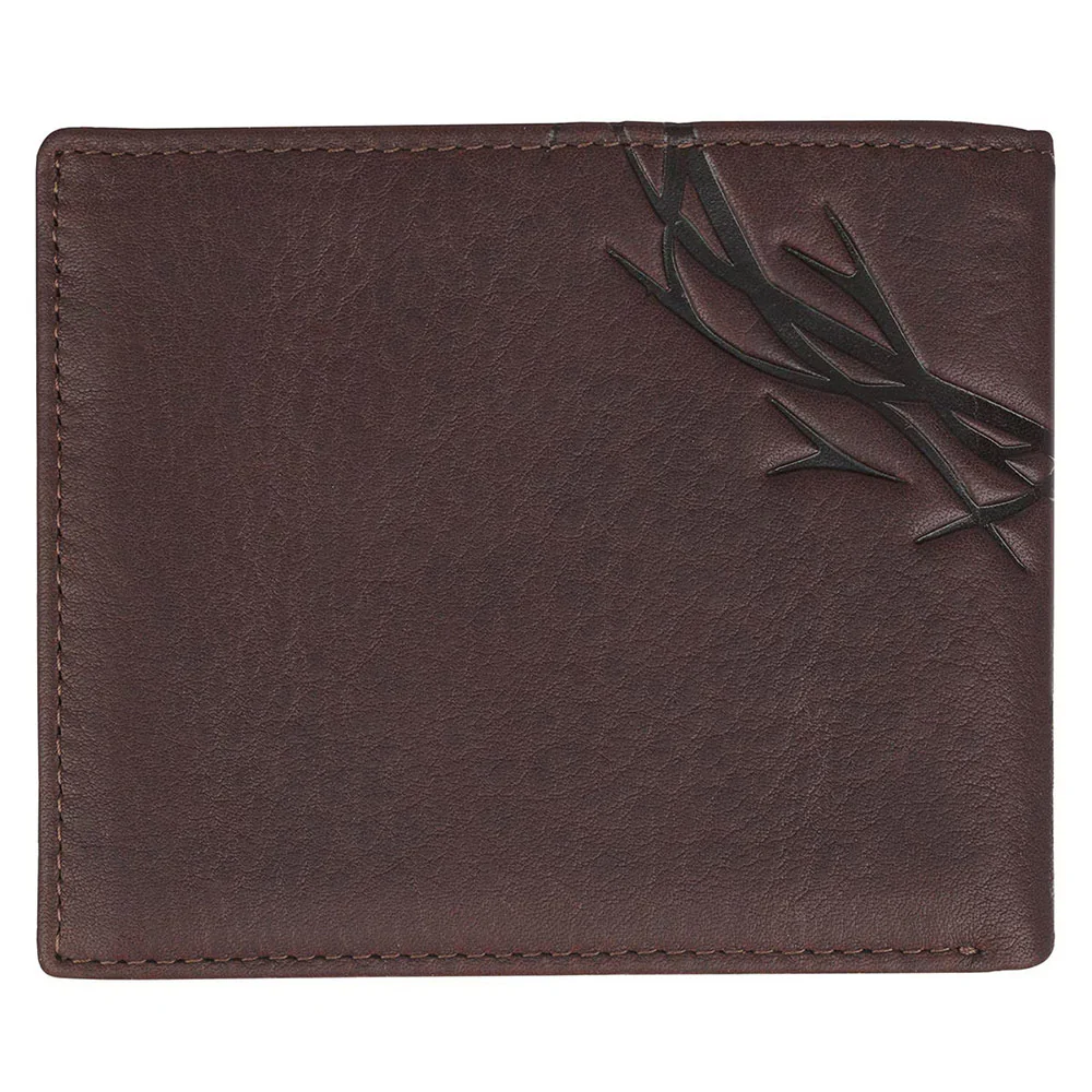 Genuine Leather Brown Crown of Thorns Wallet - Image 2
