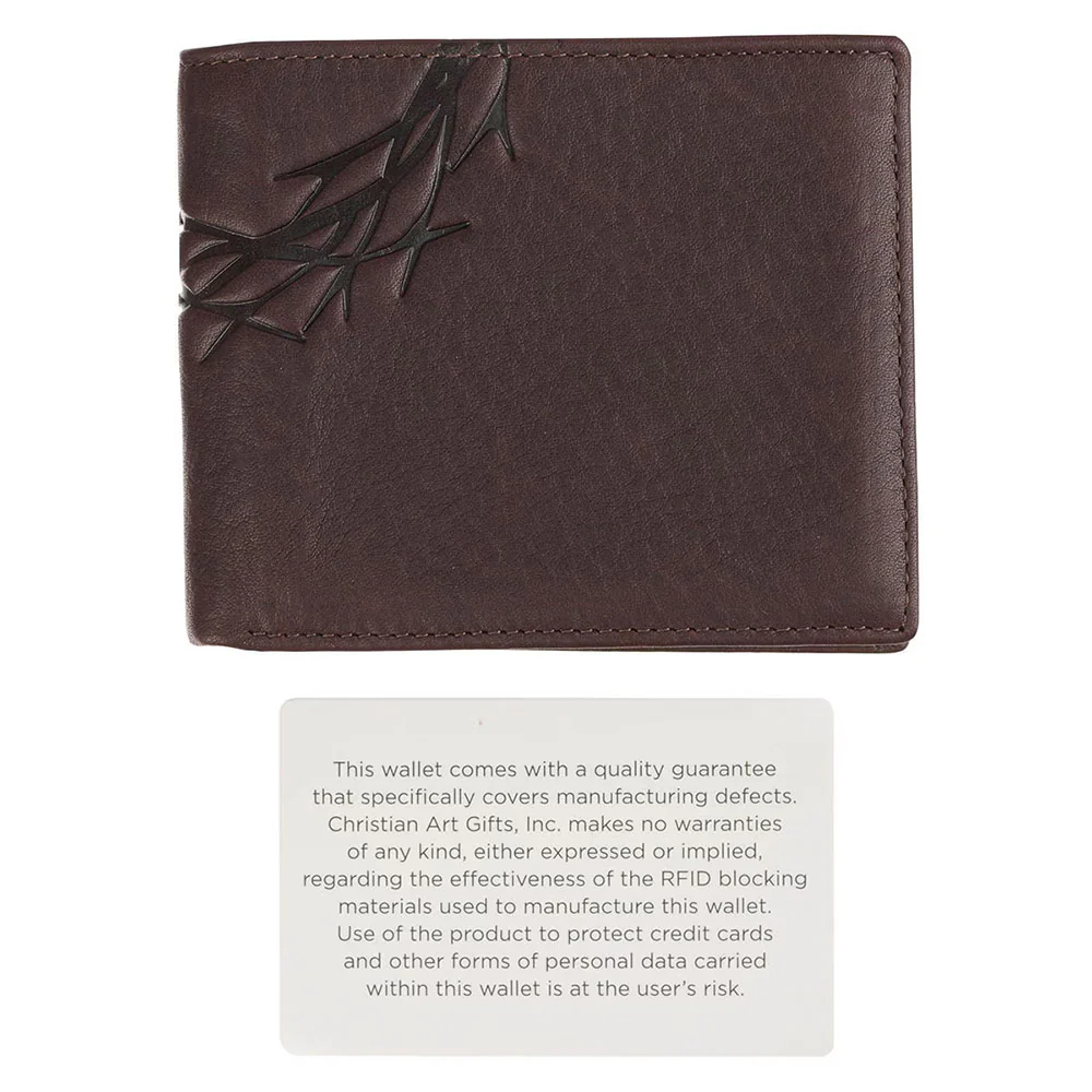 Genuine Leather Brown Crown of Thorns Wallet - Image 9
