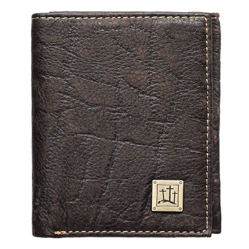 Genuine Leather Wallet with Crosses
