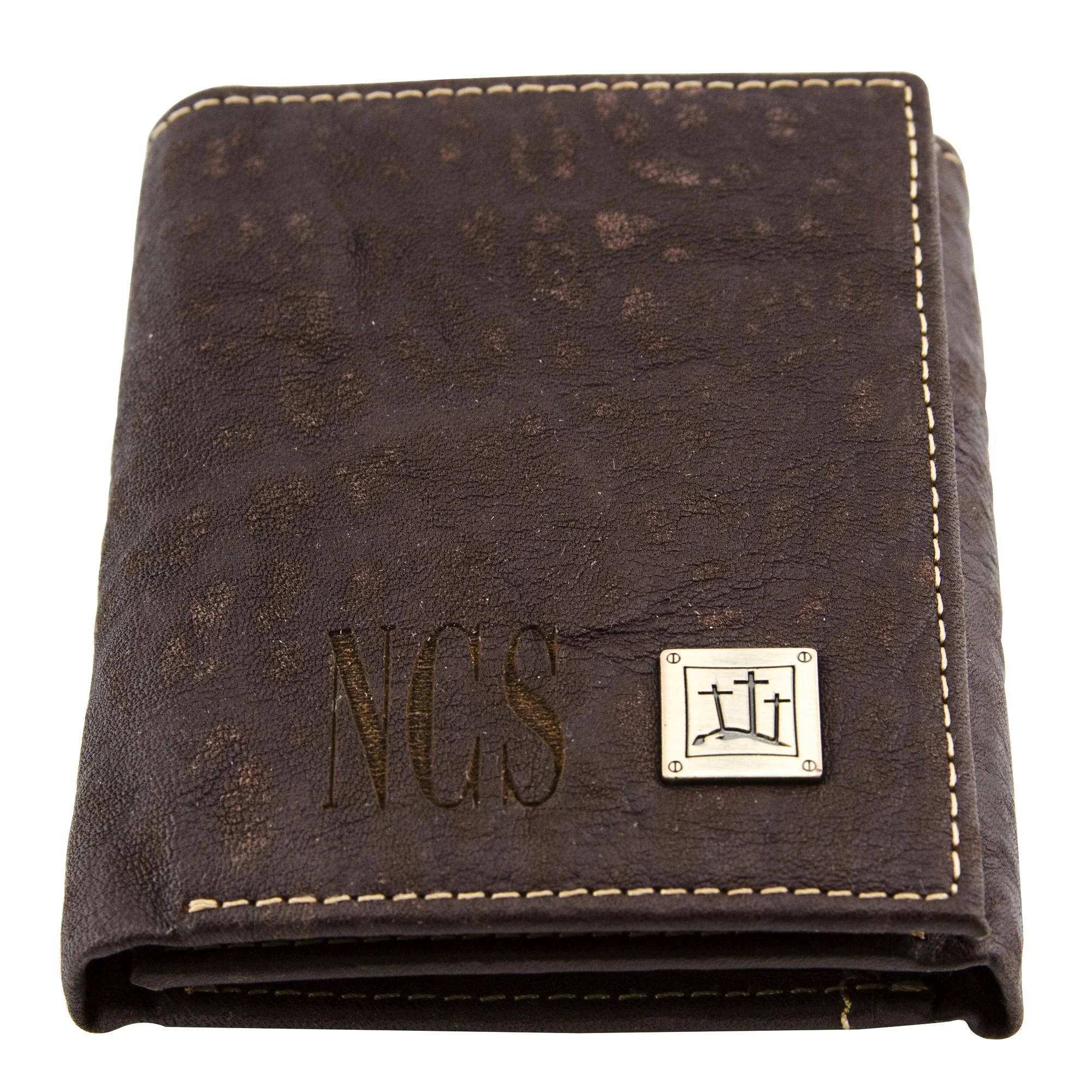 Genuine Leather Wallet with Crosses - Image 3