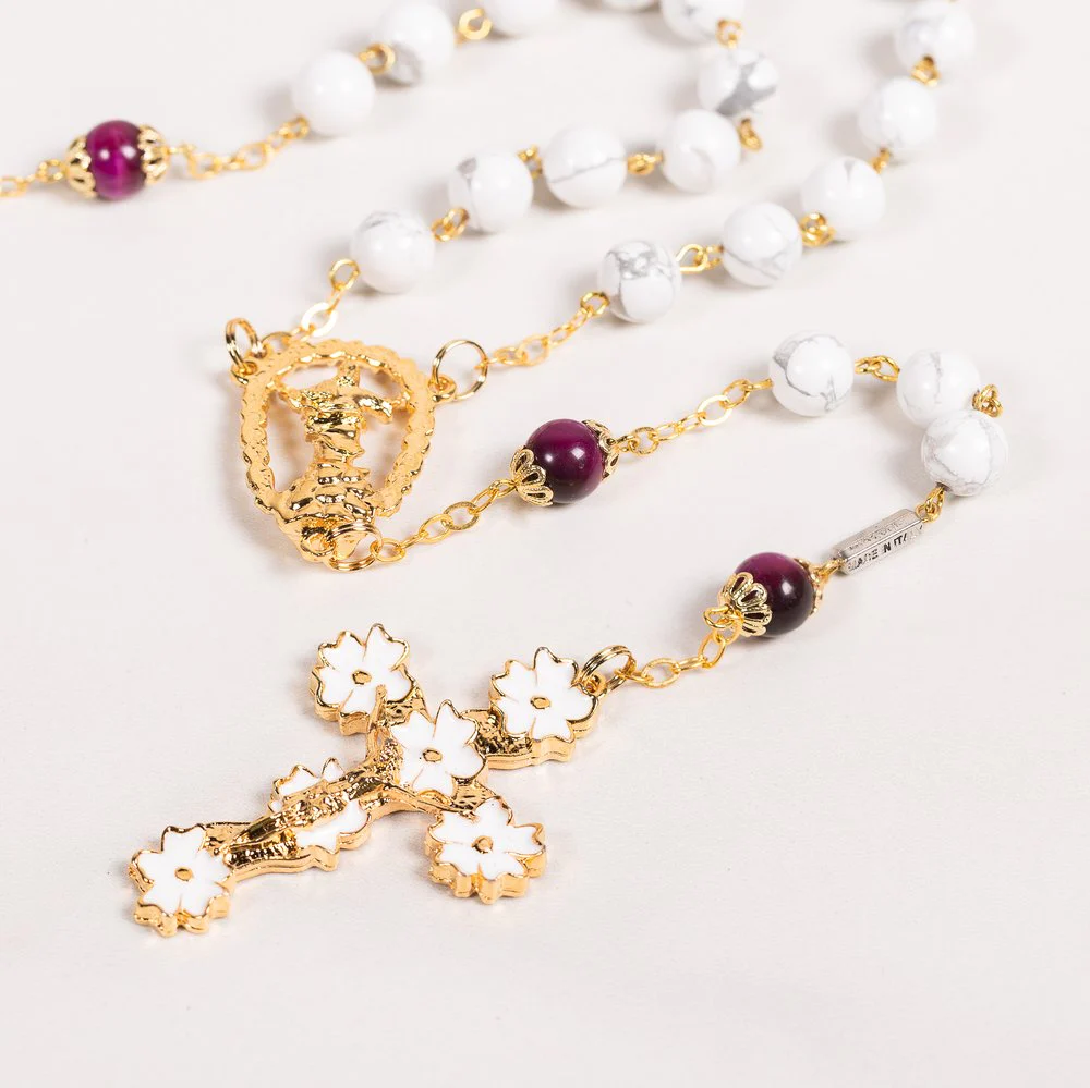 Ghirelli Aulite & Red Tiger Eye Risen Christ Rosary - Image 3