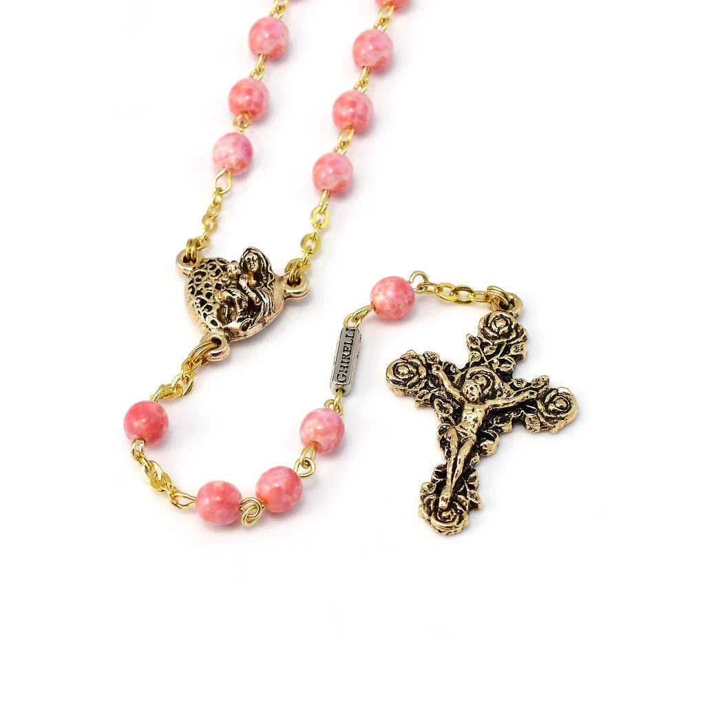 Ghirelli Heart of Love Rosary - Aqua or Pink - Image 2