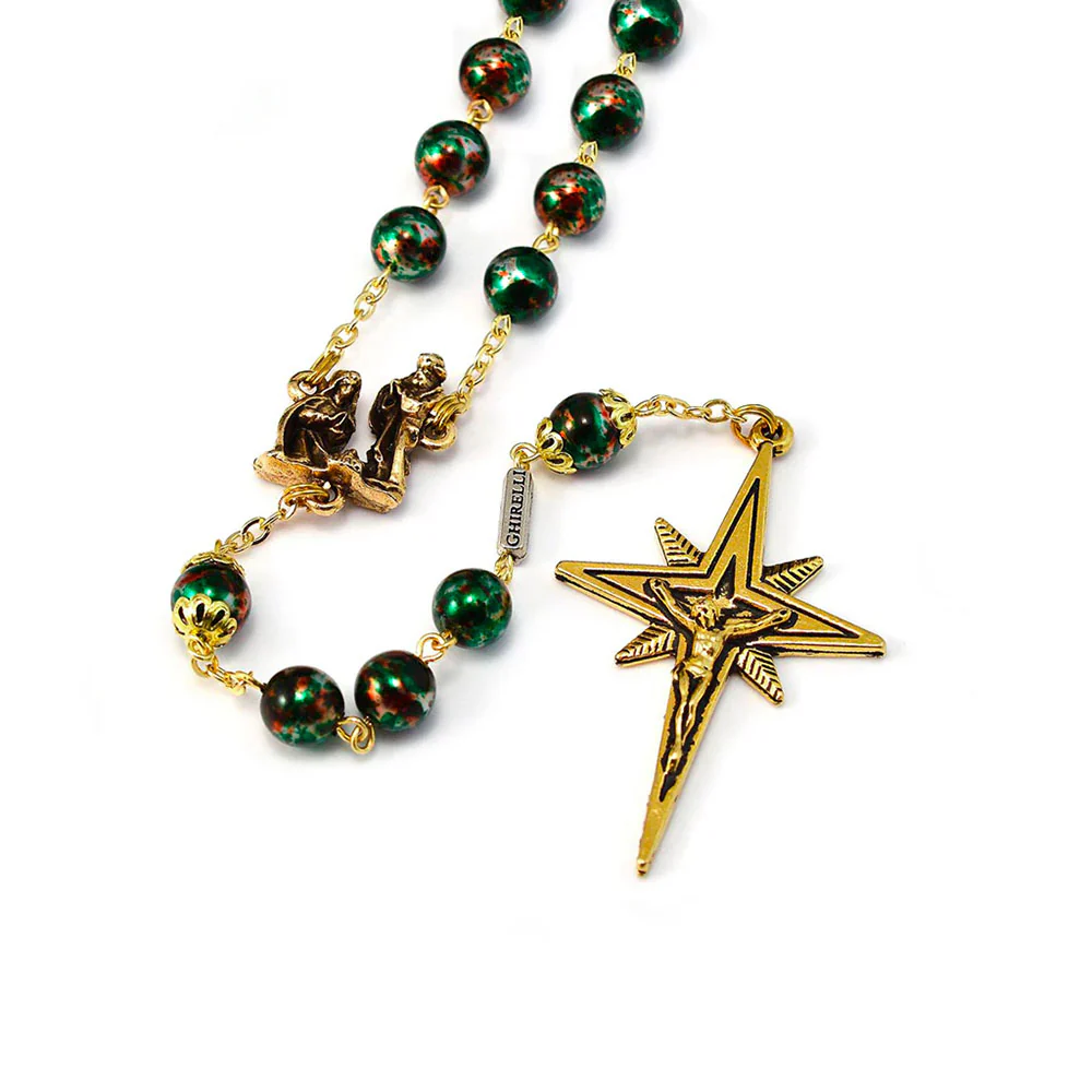 Ghirelli Holy Christmas Nativity Star Gold Rosary