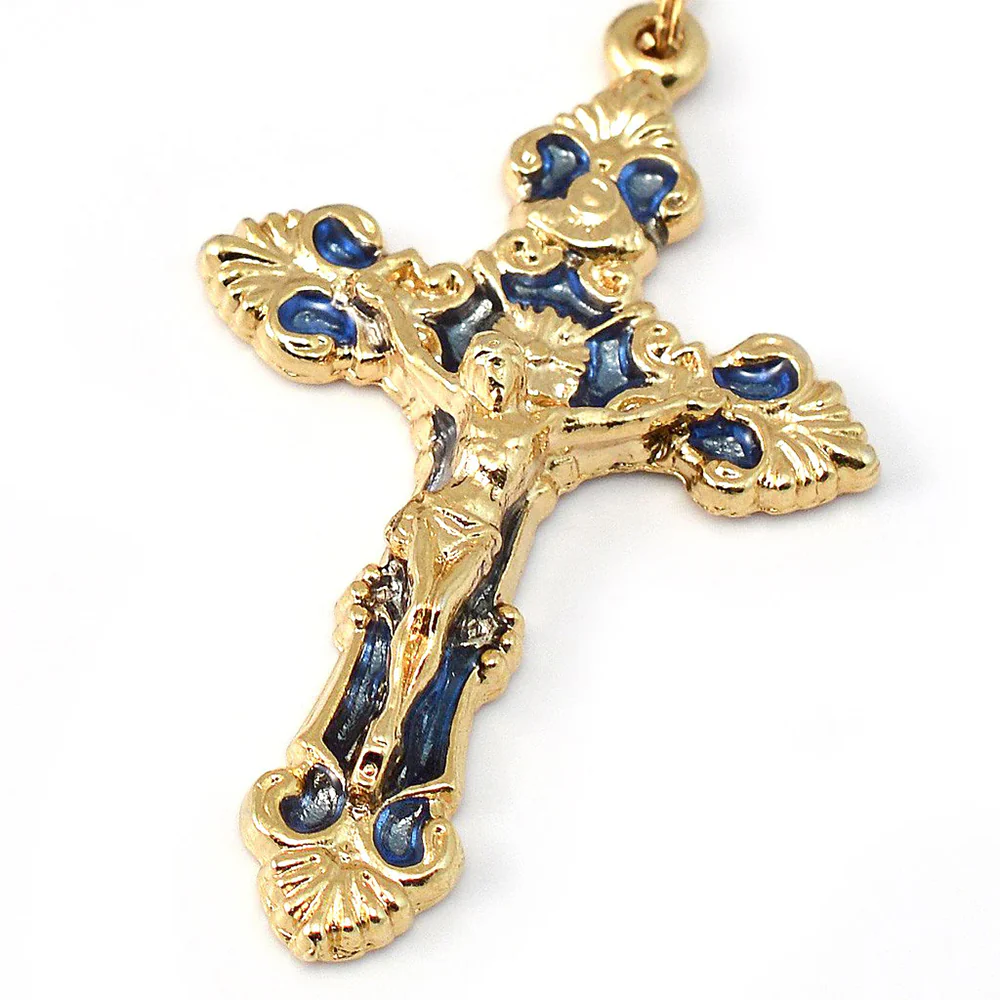 Ghirelli Miraculous Medal Gold & Blue Rosary - Image 2