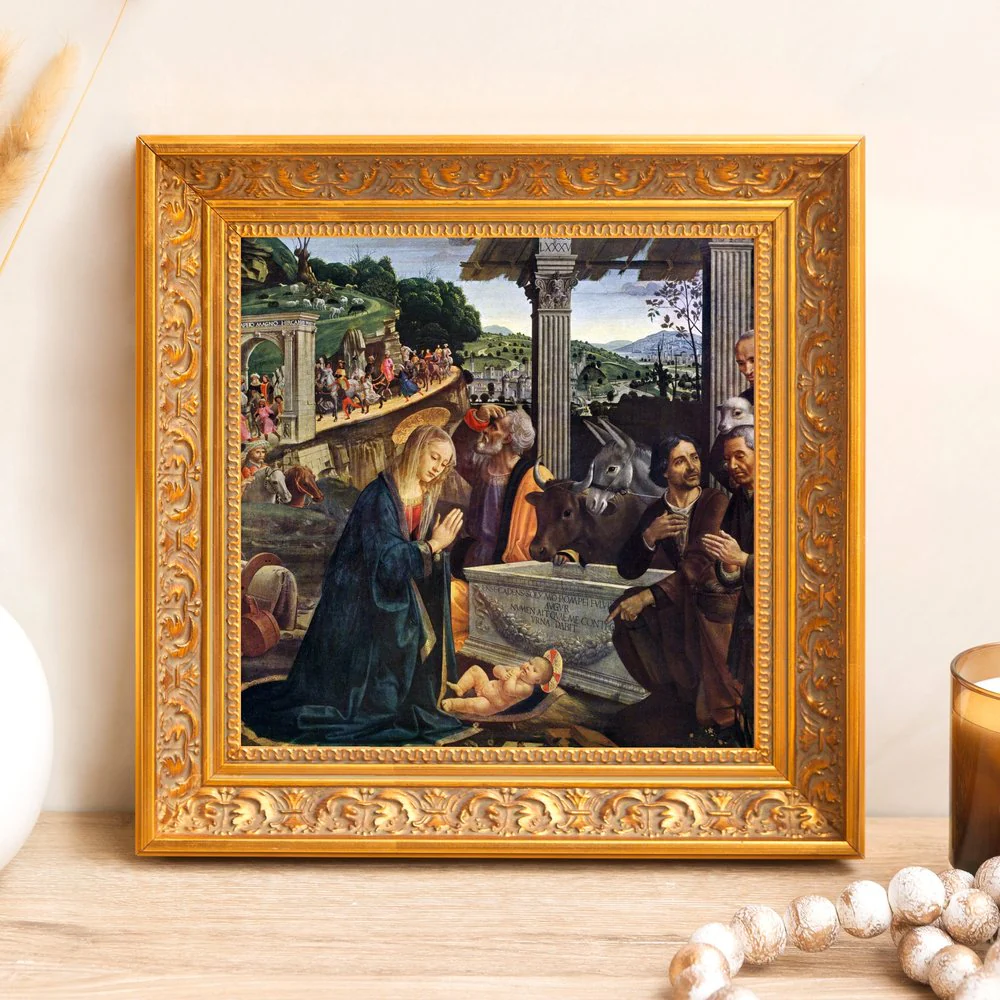 Ghirlandaio's Adoration of the Shepherds Framed Canvas - Sacred Mini Collection