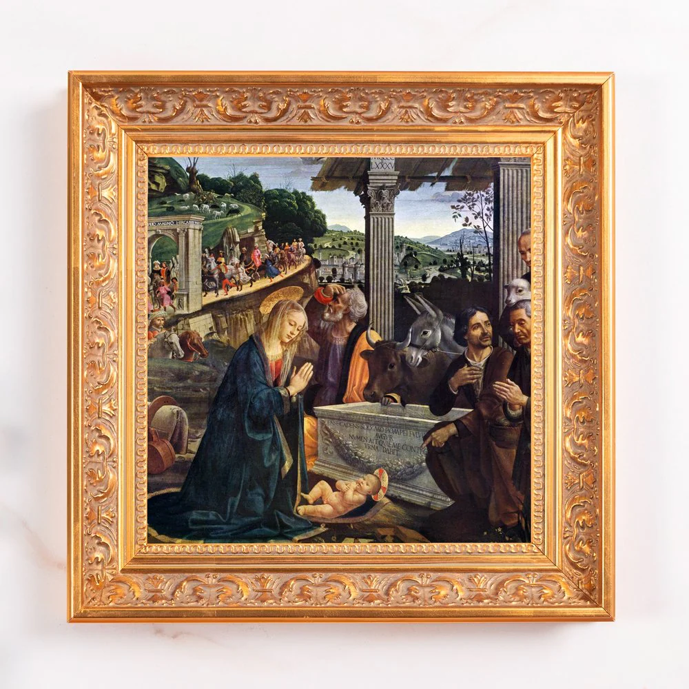 Ghirlandaio's Adoration of the Shepherds Framed Canvas - Sacred Mini Collection - Image 2