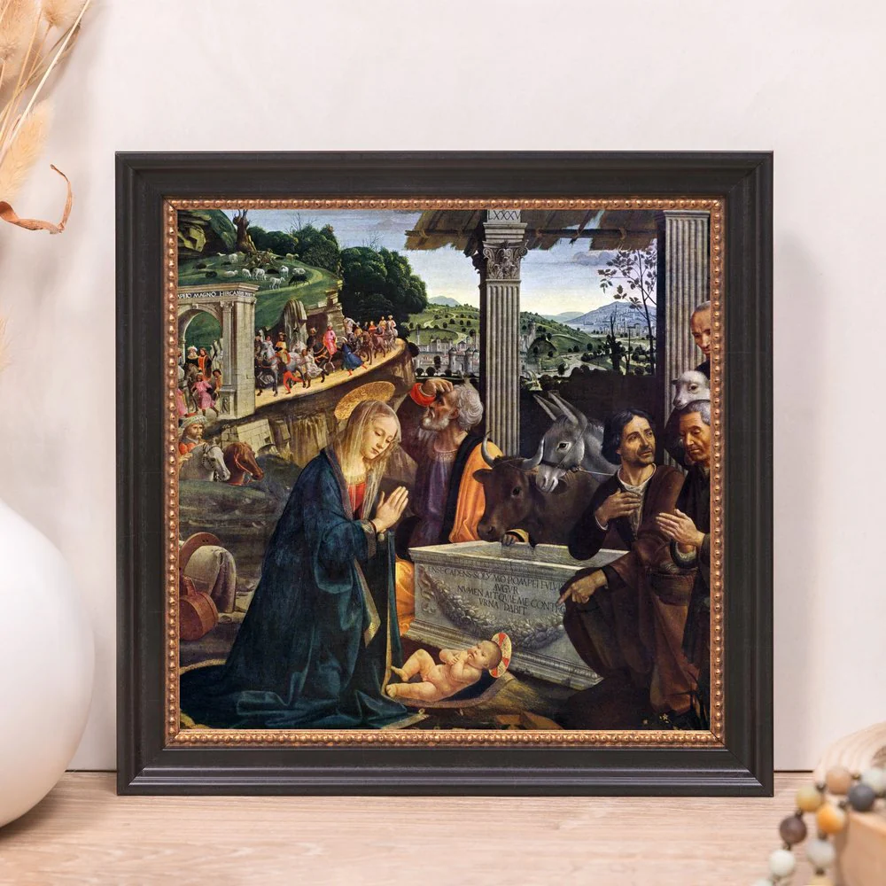Ghirlandaio's Adoration of the Shepherds Framed Canvas - Sacred Mini Collection - Image 4