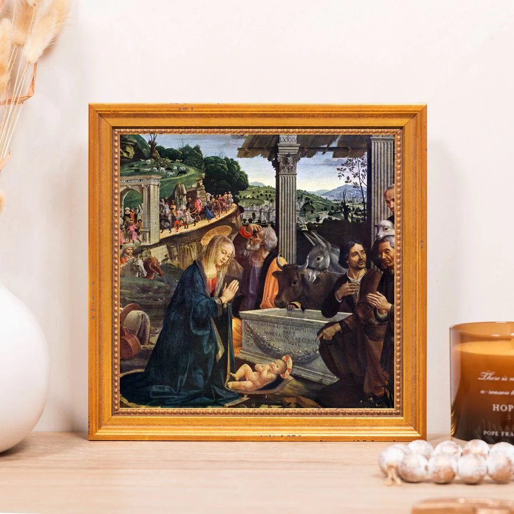 Ghirlandaio's Adoration of the Shepherds Framed Canvas - Sacred Mini Collection - Image 7