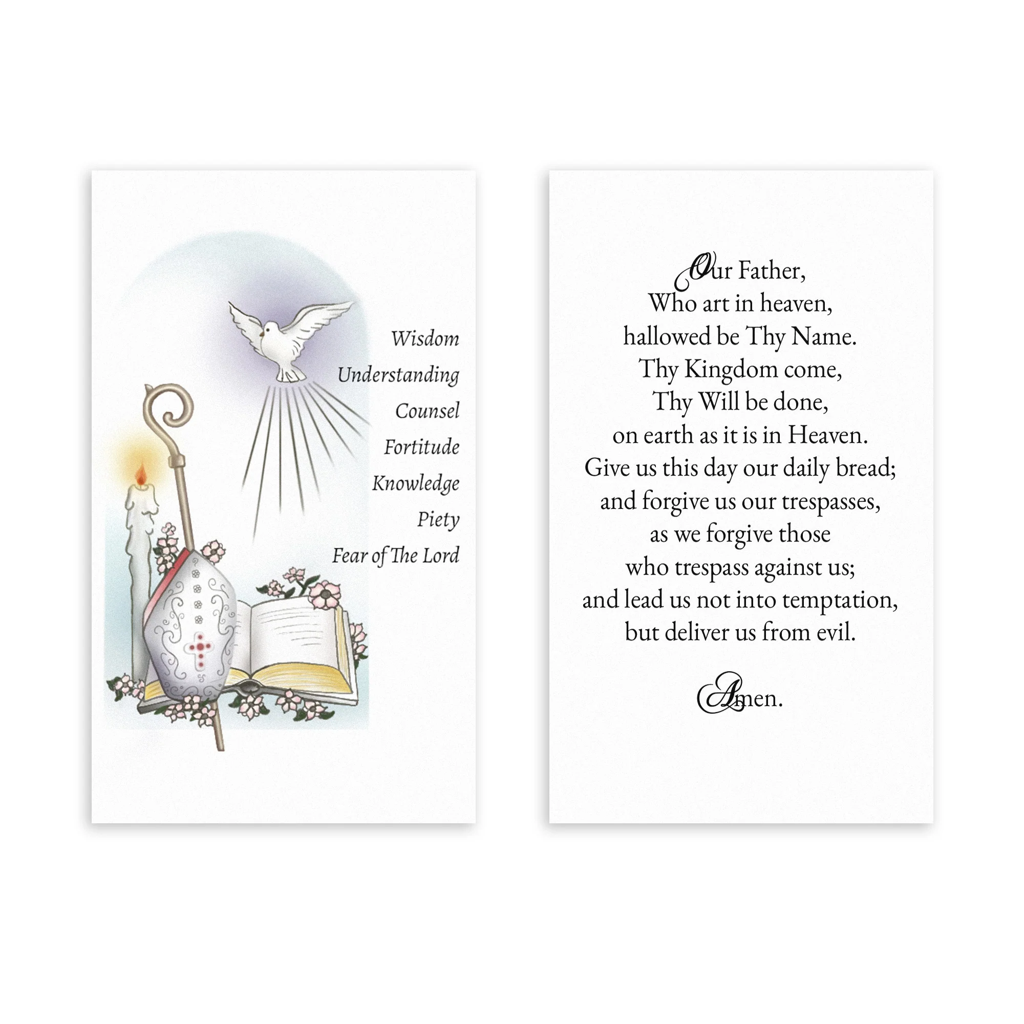 Laminated Gifts of the Holy Spirit Personalized Confirmation Prayer Cards