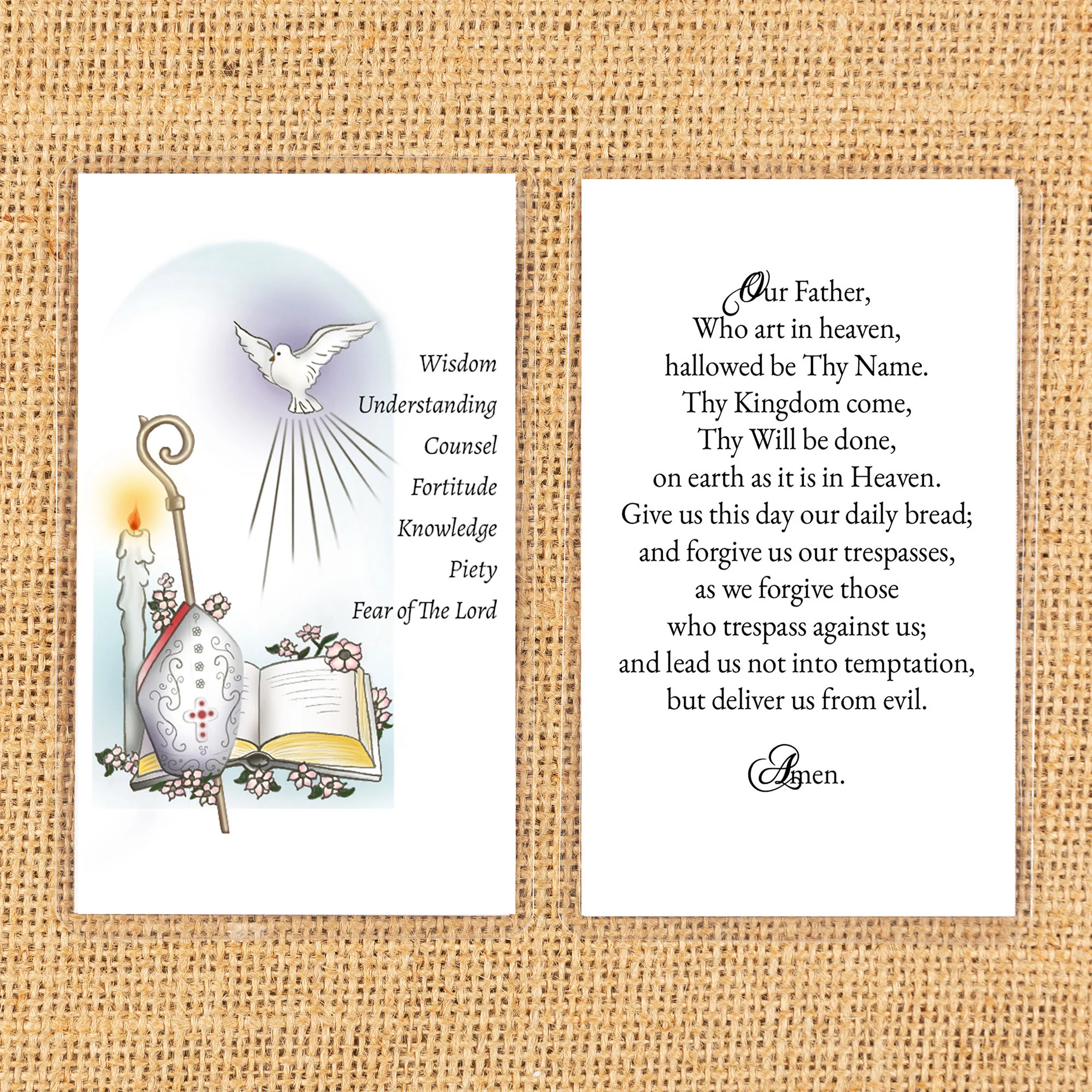 Laminated Gifts of the Holy Spirit Personalized Confirmation Prayer Cards - Image 3