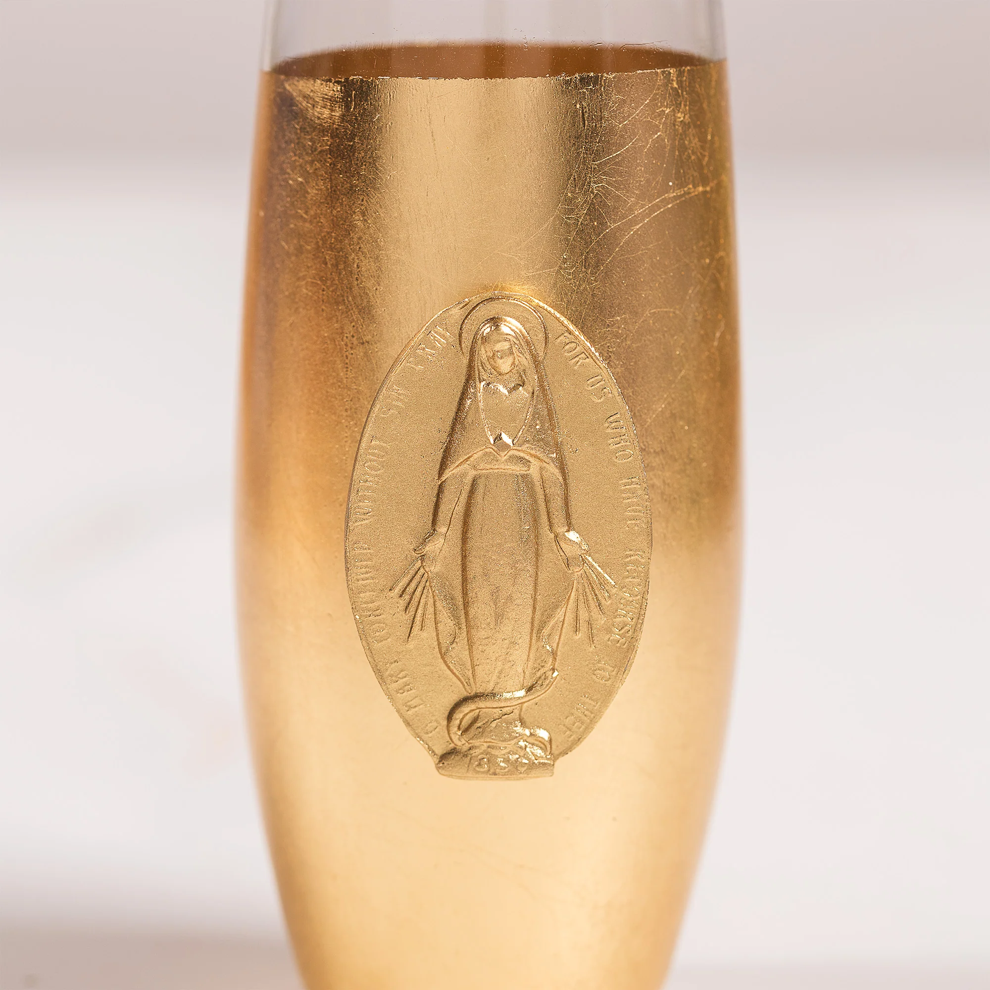 Gilded Miraculous Medal Bud Vase - 7" - Image 2