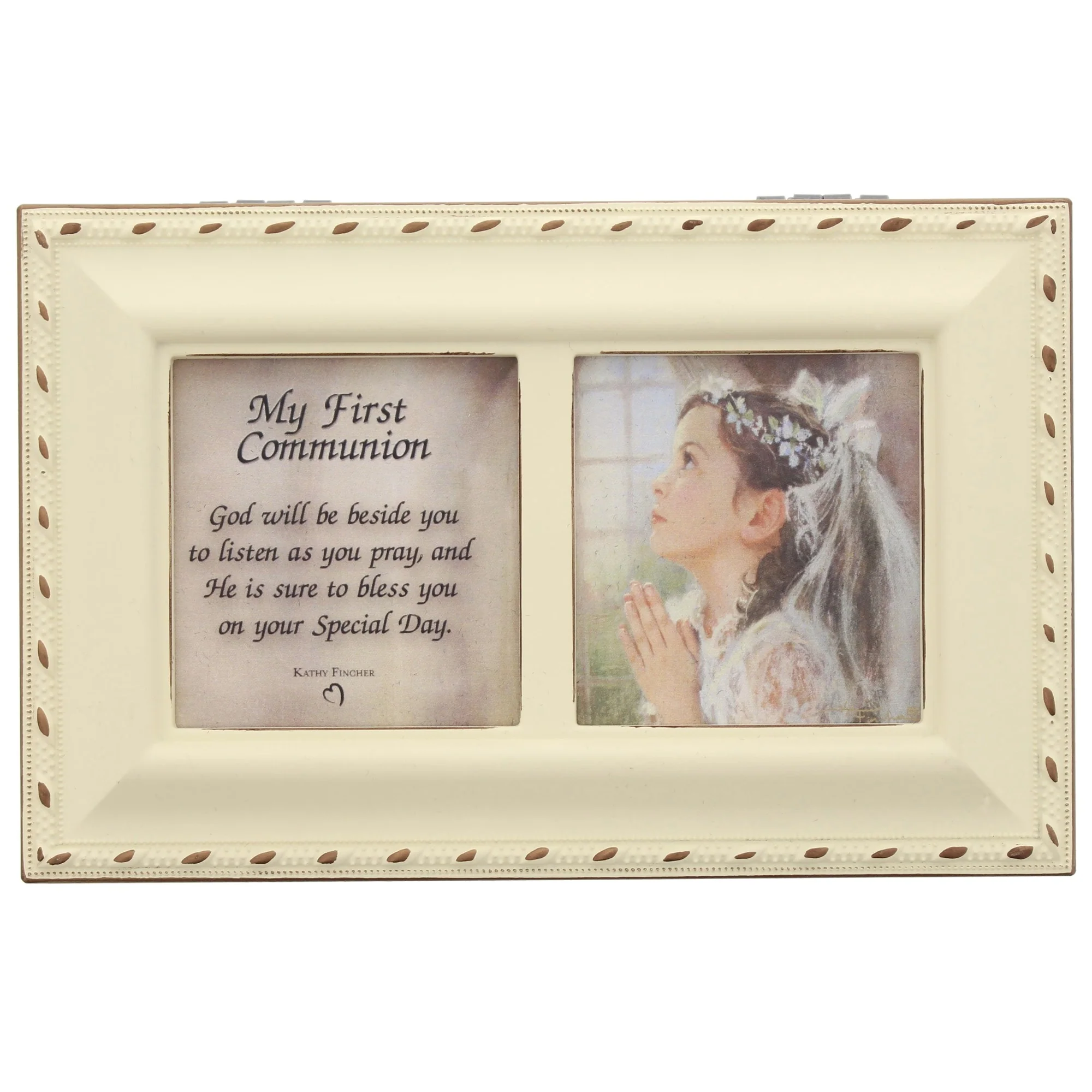 Girl's First Communion Ivory Music Box