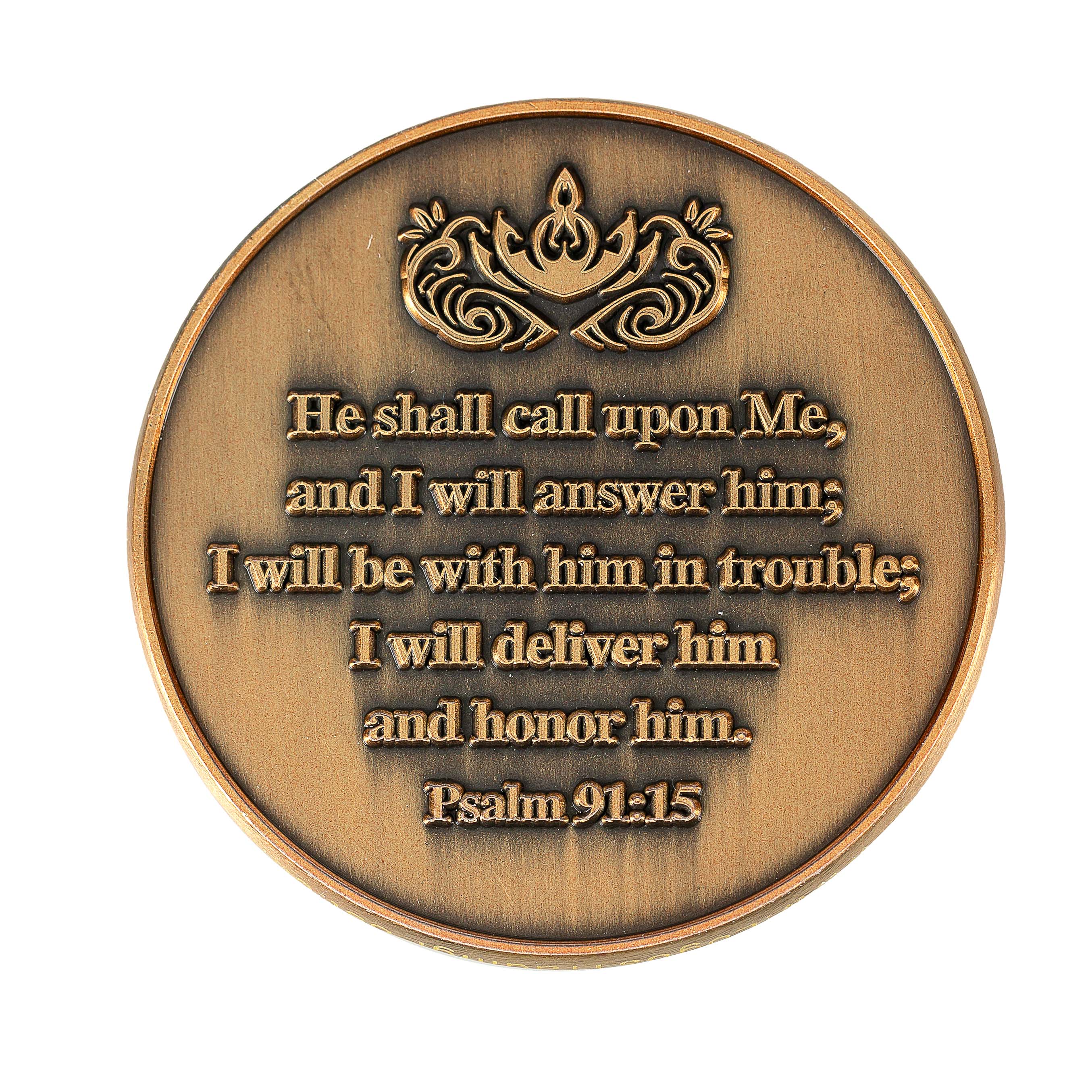 God is My Protection Antique Gold Plated Pocket Coin - Image 2