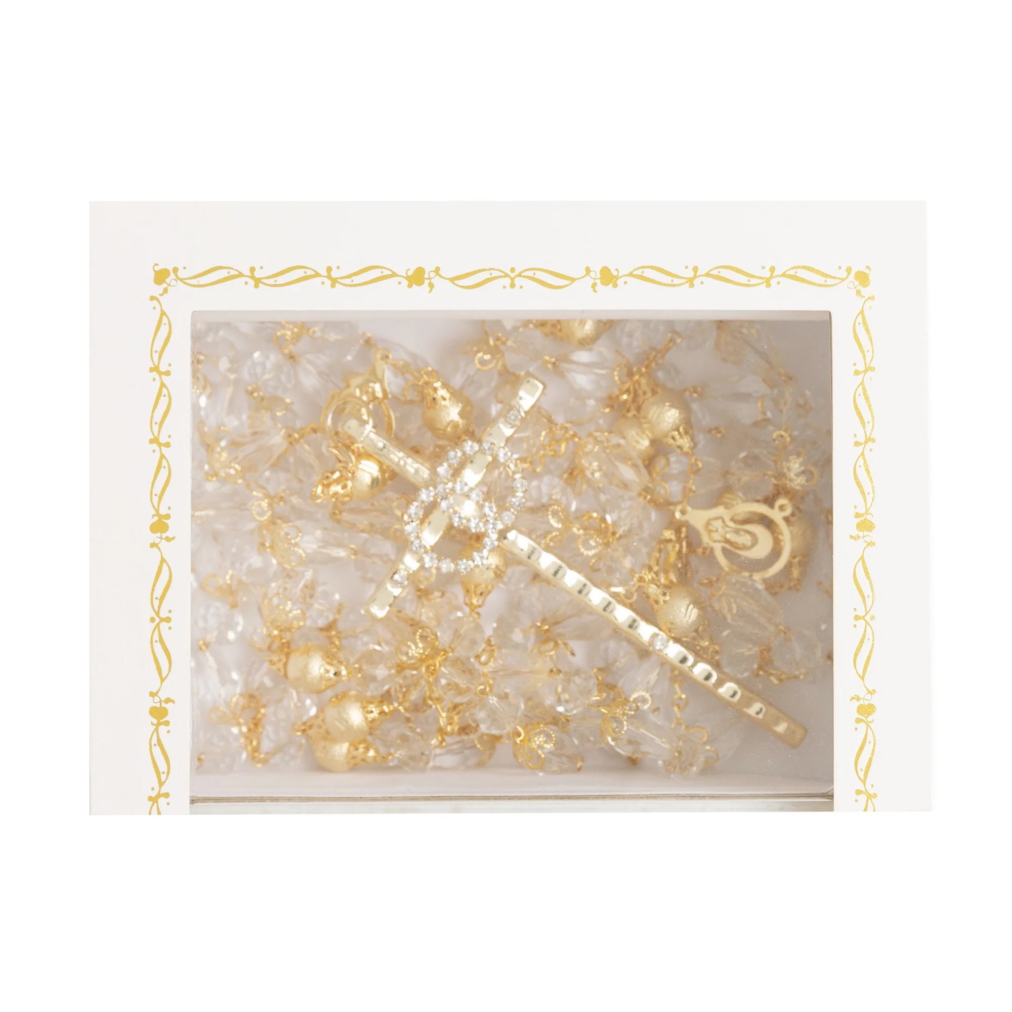 Gold and Crystal Beaded Wedding Lasso Rosary - Image 2