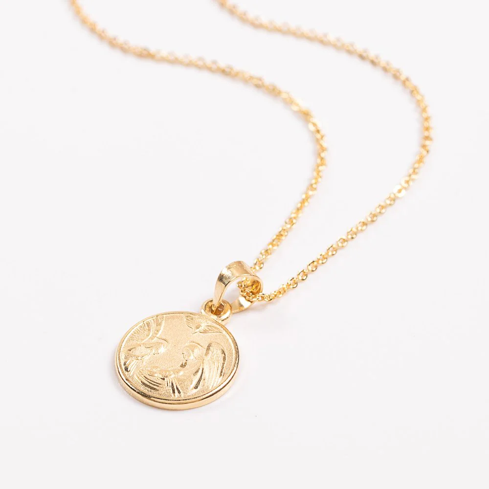 Gold Baptismal Medal Necklace - Image 2