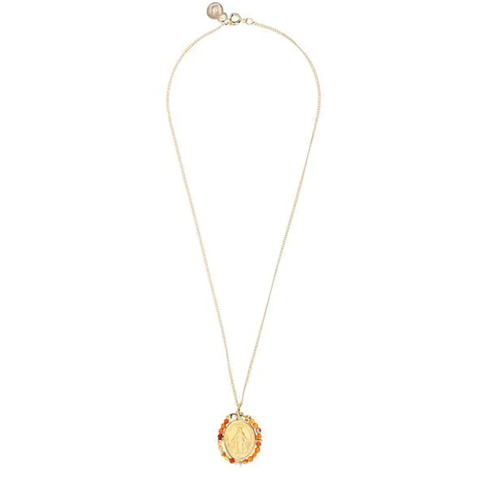 Gold & Carnelian Miraculous Medal Necklace - Image 2