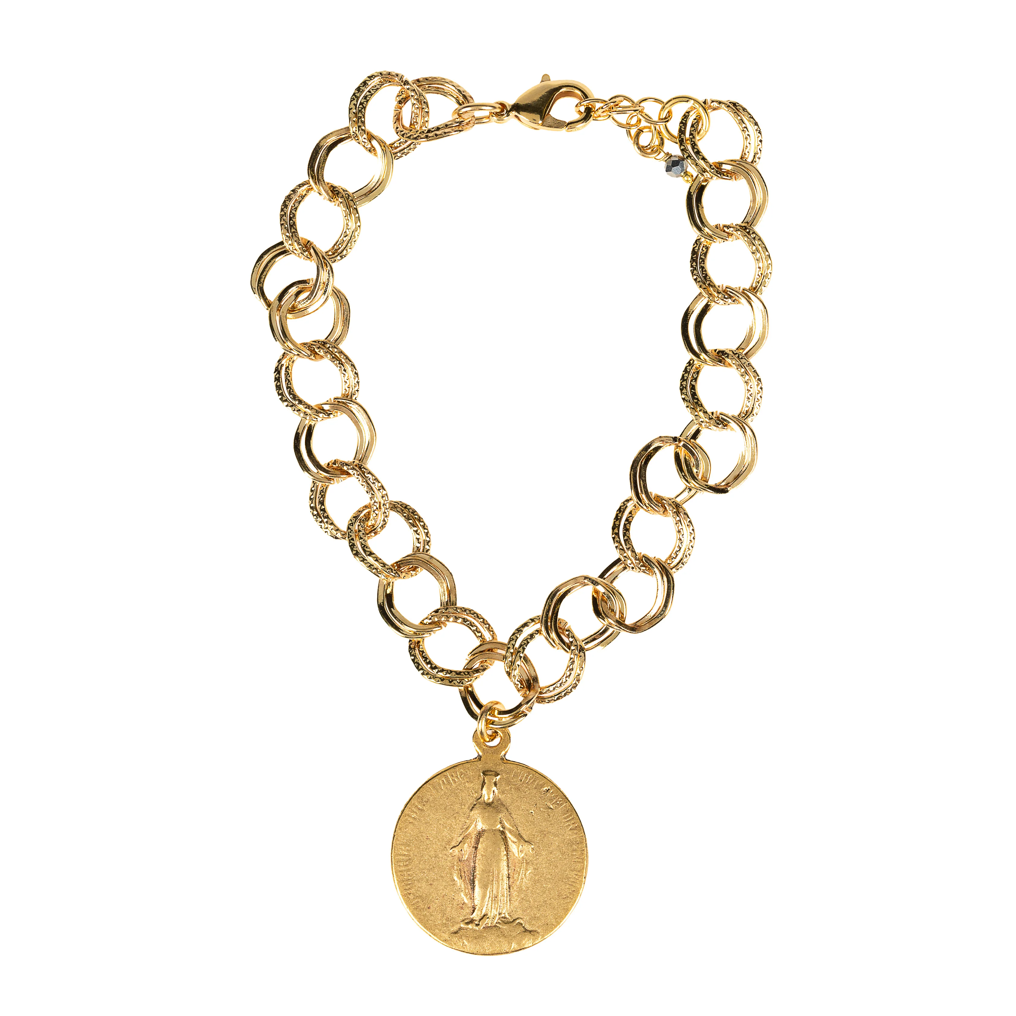 Gold Double Looped Marian Medallion Bracelet - Image 3