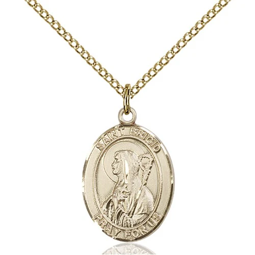 Gold Filled St. Brigid of Ireland Pendant w/ Chain