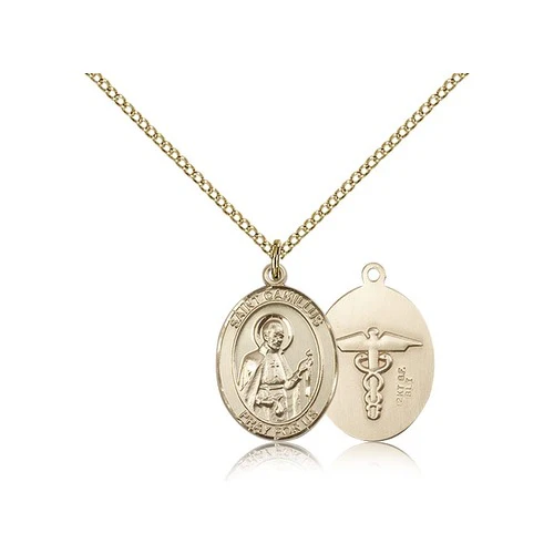 Gold Filled St. Camillus of Lellis / Nurse Pendant  w/ Chain