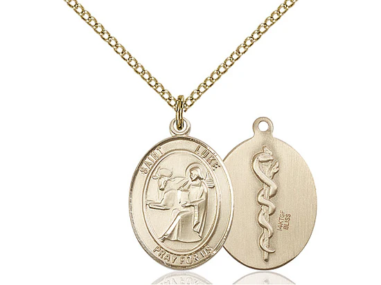 Gold Filled St. Luke the Apostle / Doctor Pendant w/ Chain