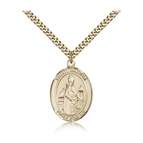 Gold Filled St. Walter of Pontnoise Pendant w/ chain