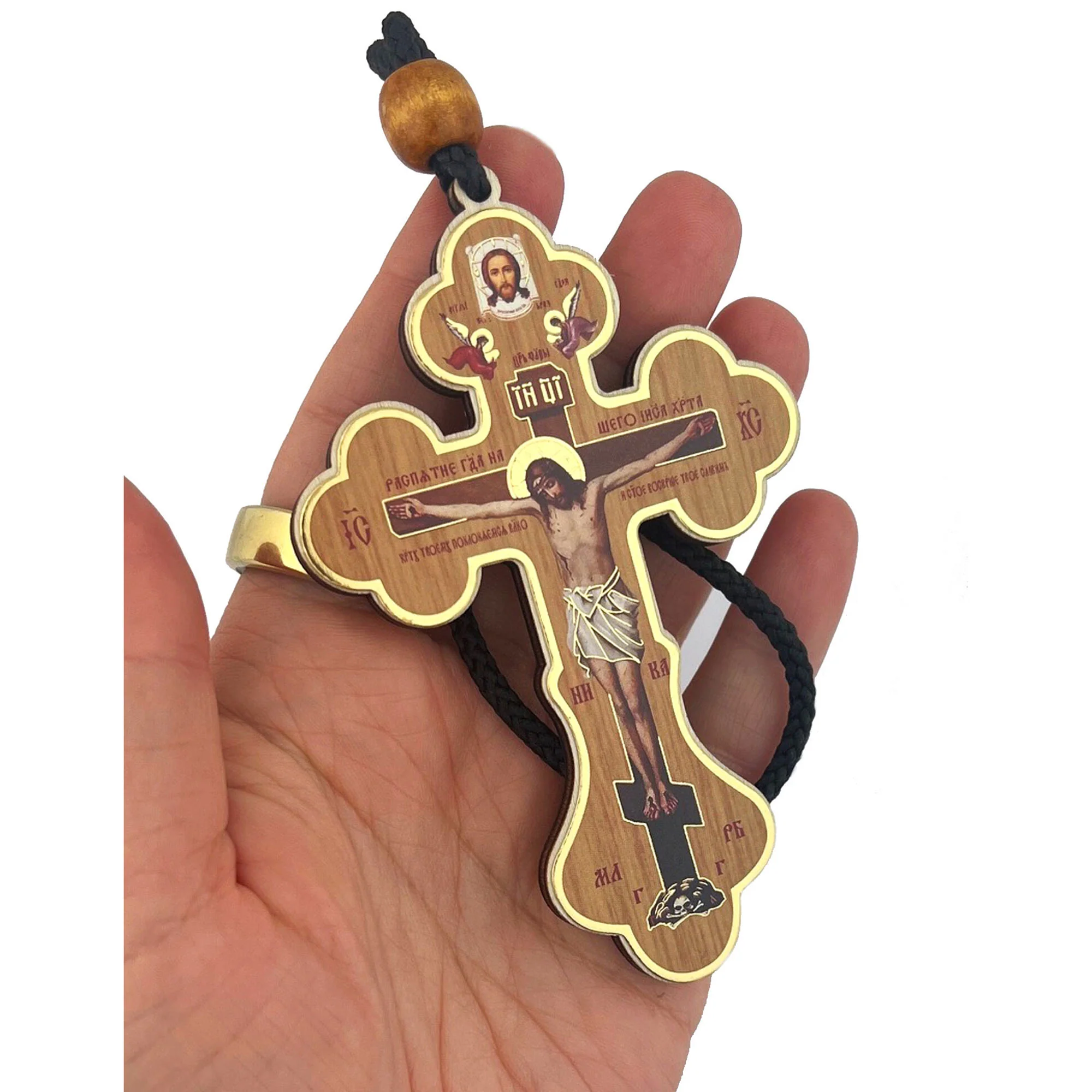 Gold Foiled Crucifix Icon Home & Car Blessing - Image 2