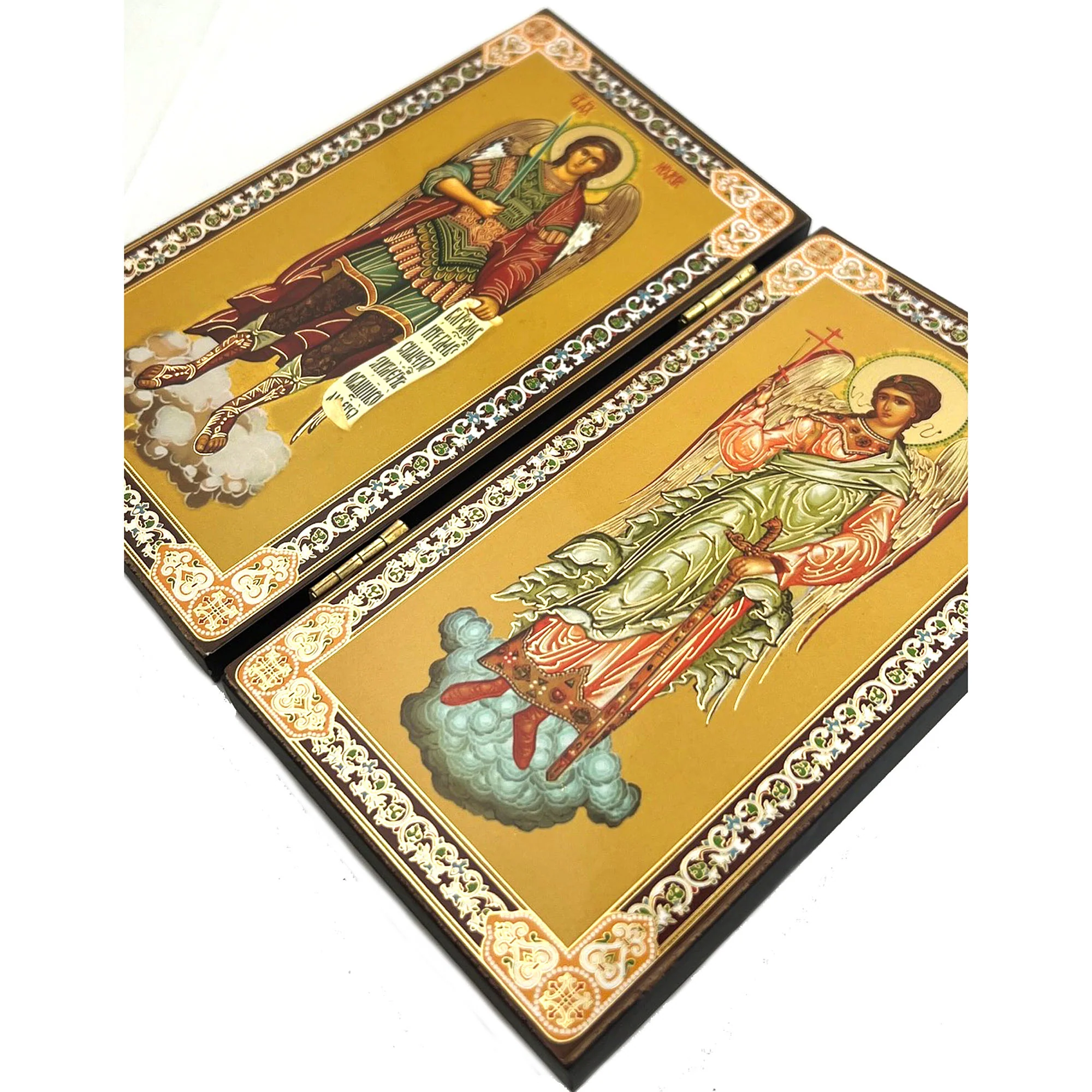 Gold Foiled St. Michael & Guardian Angel Diptych - 5" x 6" - Image 3