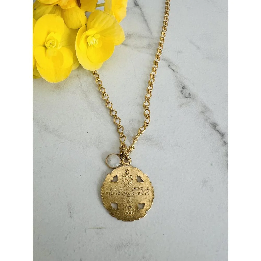 Gold Four Way Cross Medallion Necklace - Image 2
