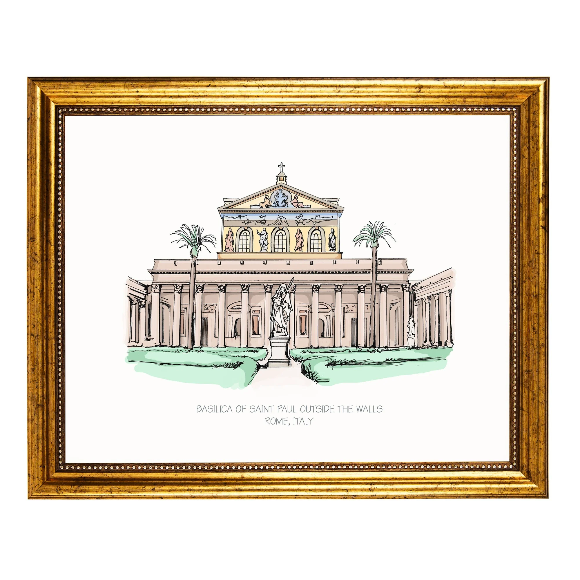 Gold Framed St Paul Basilica Art Print - 8x10" - Image 2