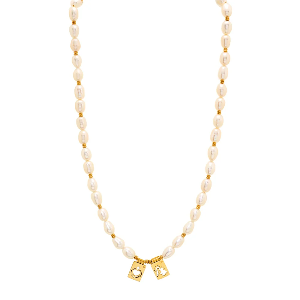 Gold & Freshwater Pearl Scapular Necklet - Image 3