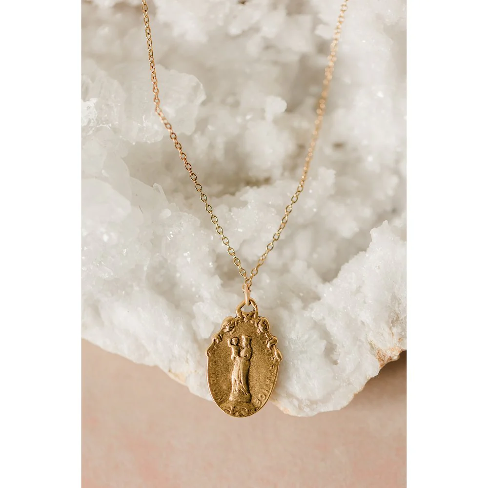 Gold Holy Family Vintage Style Necklace