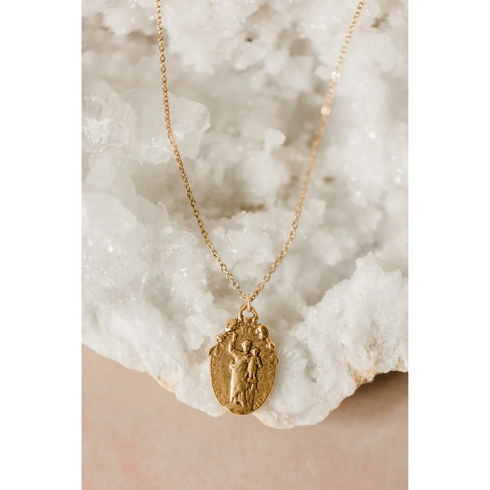Gold Holy Family Vintage Style Necklace - Image 2