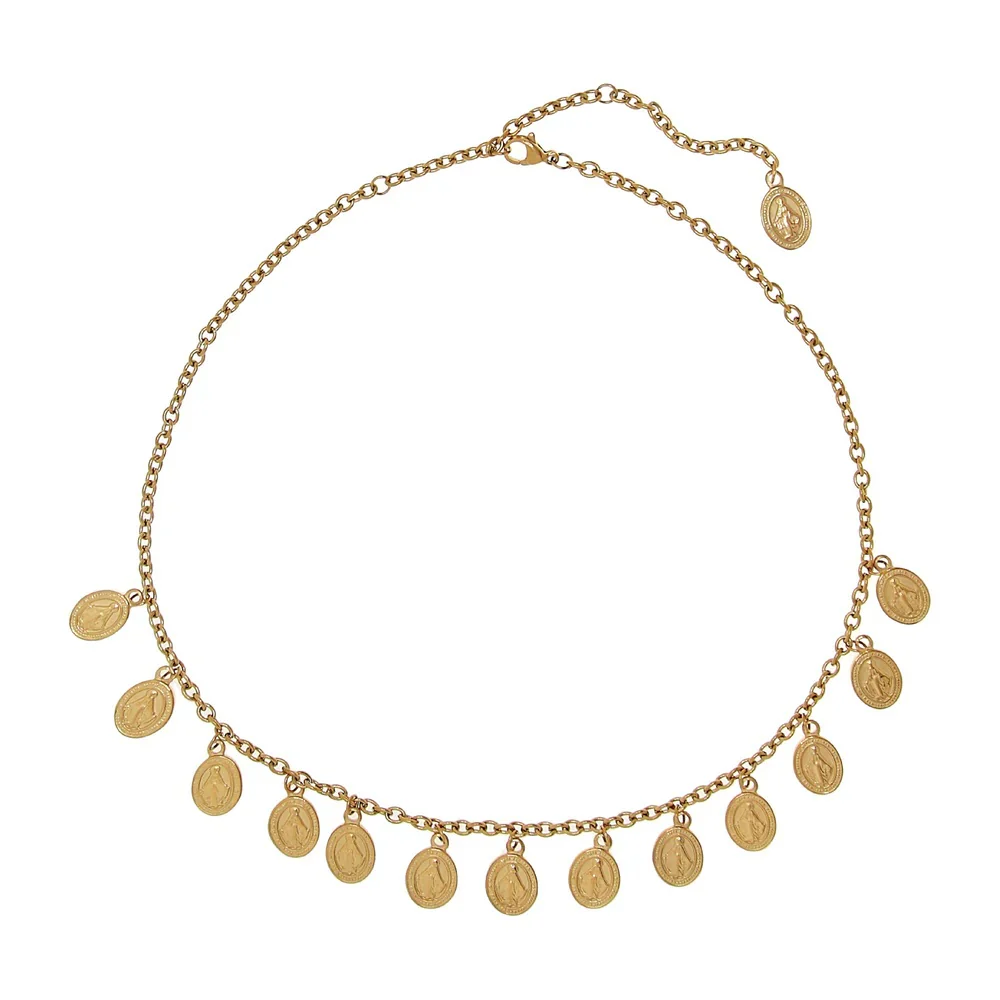 Gold Miraculous Medal Charm Necklace