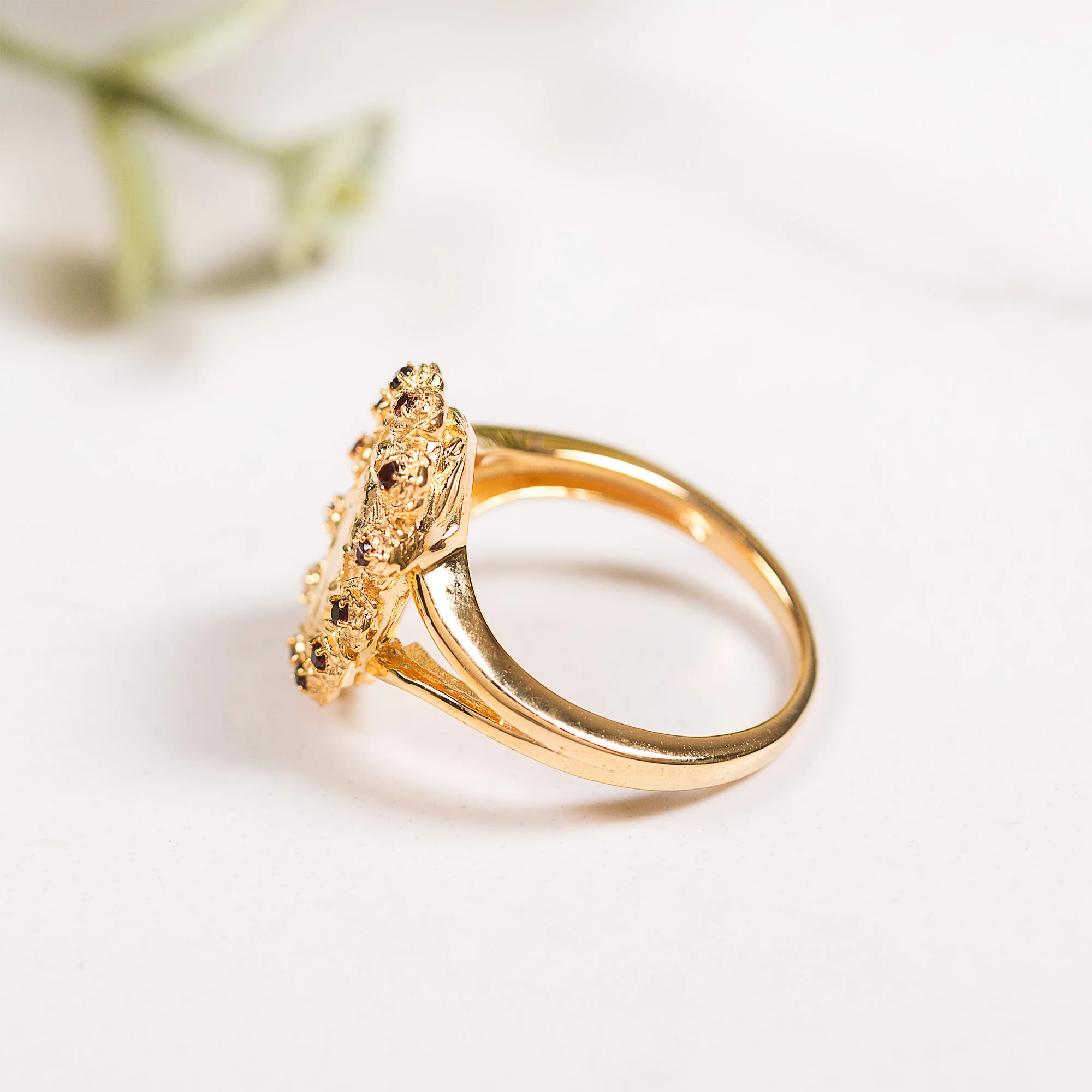 Gold Miraculous Medal & Rose Halo Ring - Multiple Sizes - Image 3