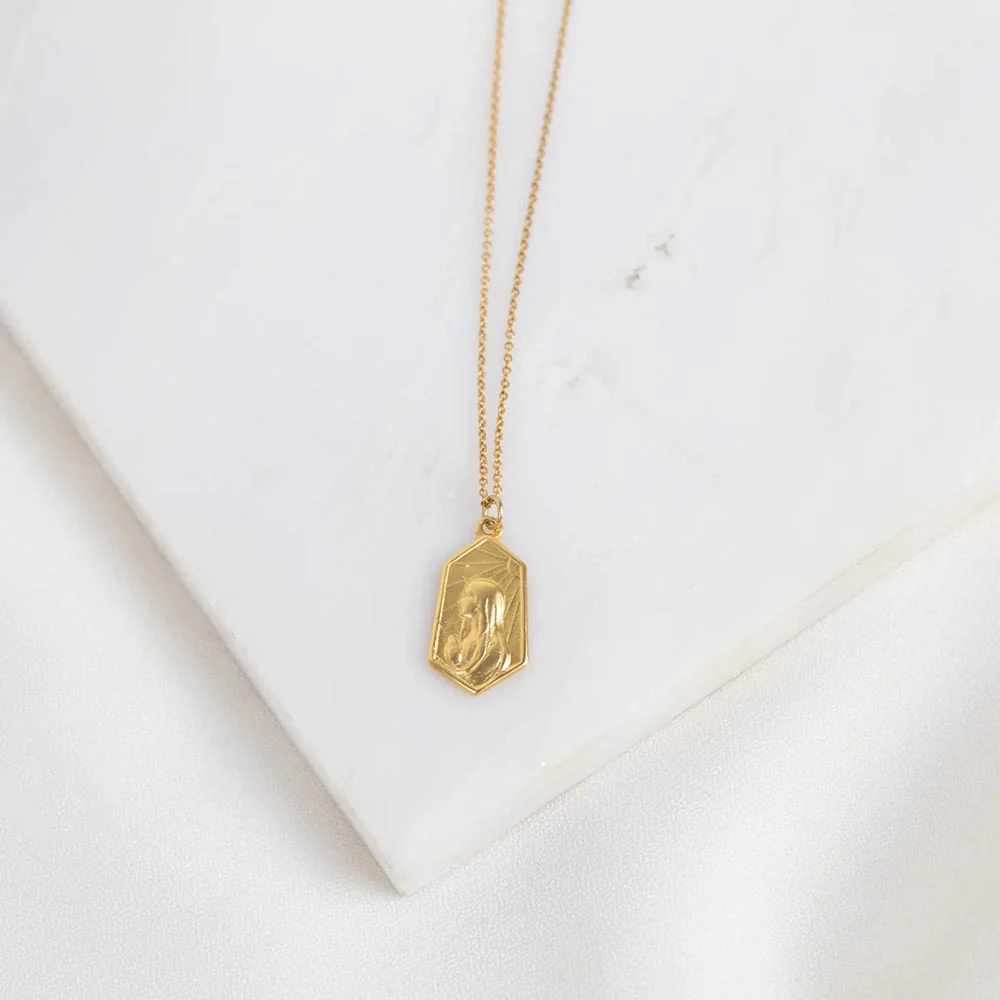 Gold Our Lady of Fatima Profile Necklace