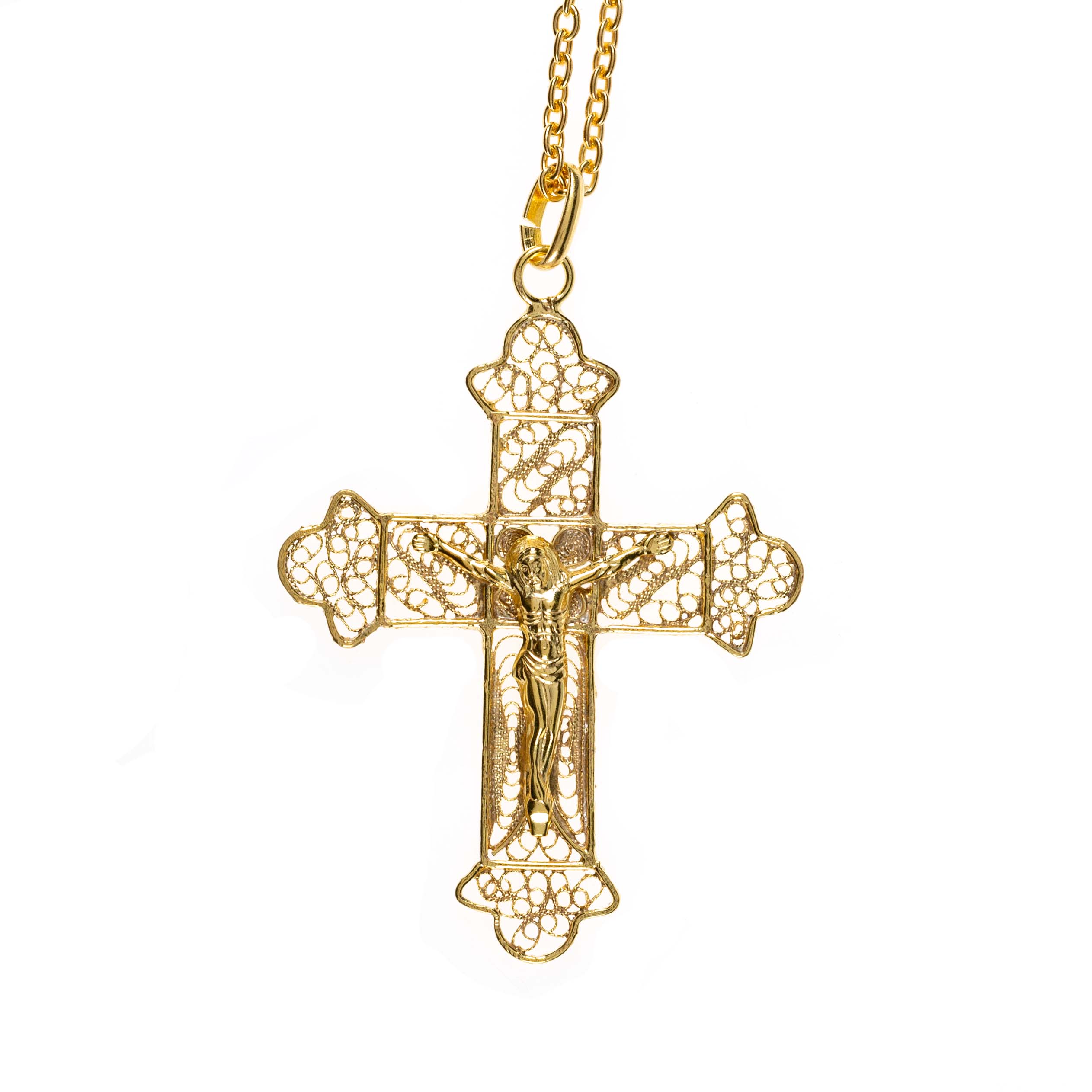 Gold Over Silver Filigree Crucifix Necklace - Image 3