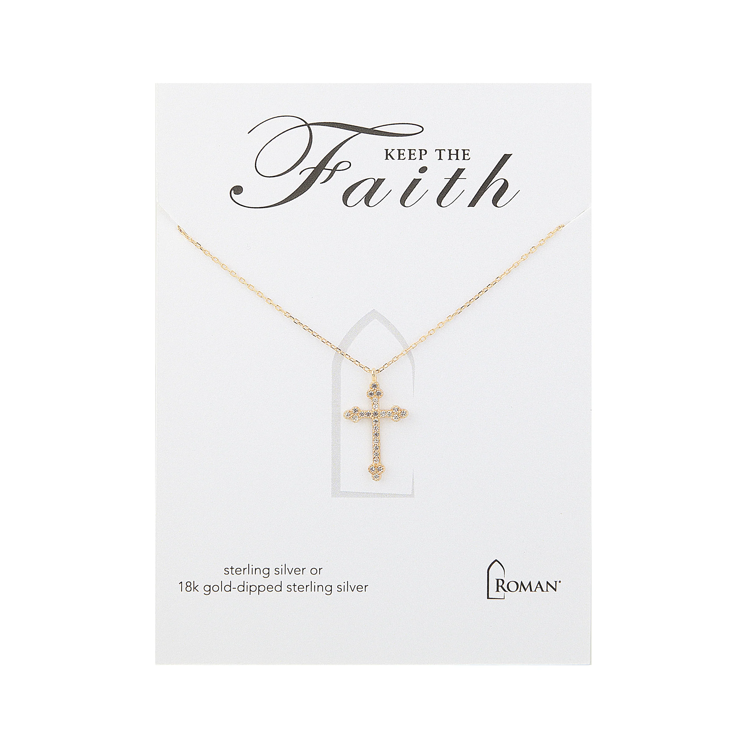 Gold Over Silver Sparkling Cross Necklace - Image 2