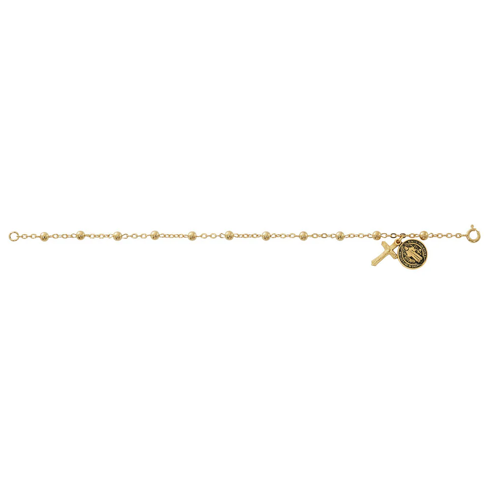Gold Over Sterling Benedict Rosary Bracelet