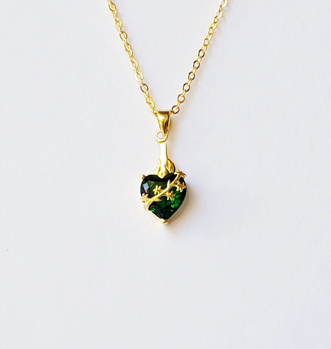 Gold Over Sterling Chaste Heart of St. Joseph Jeweled Necklace - Image 2