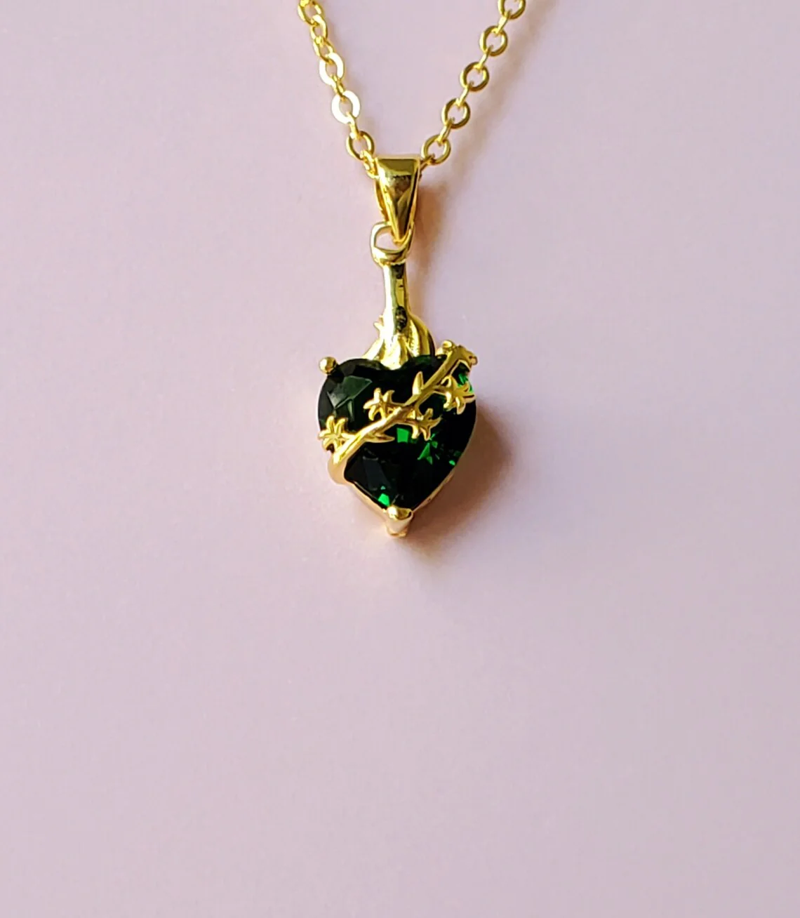 Gold Over Sterling Chaste Heart of St. Joseph Jeweled Necklace - Image 3