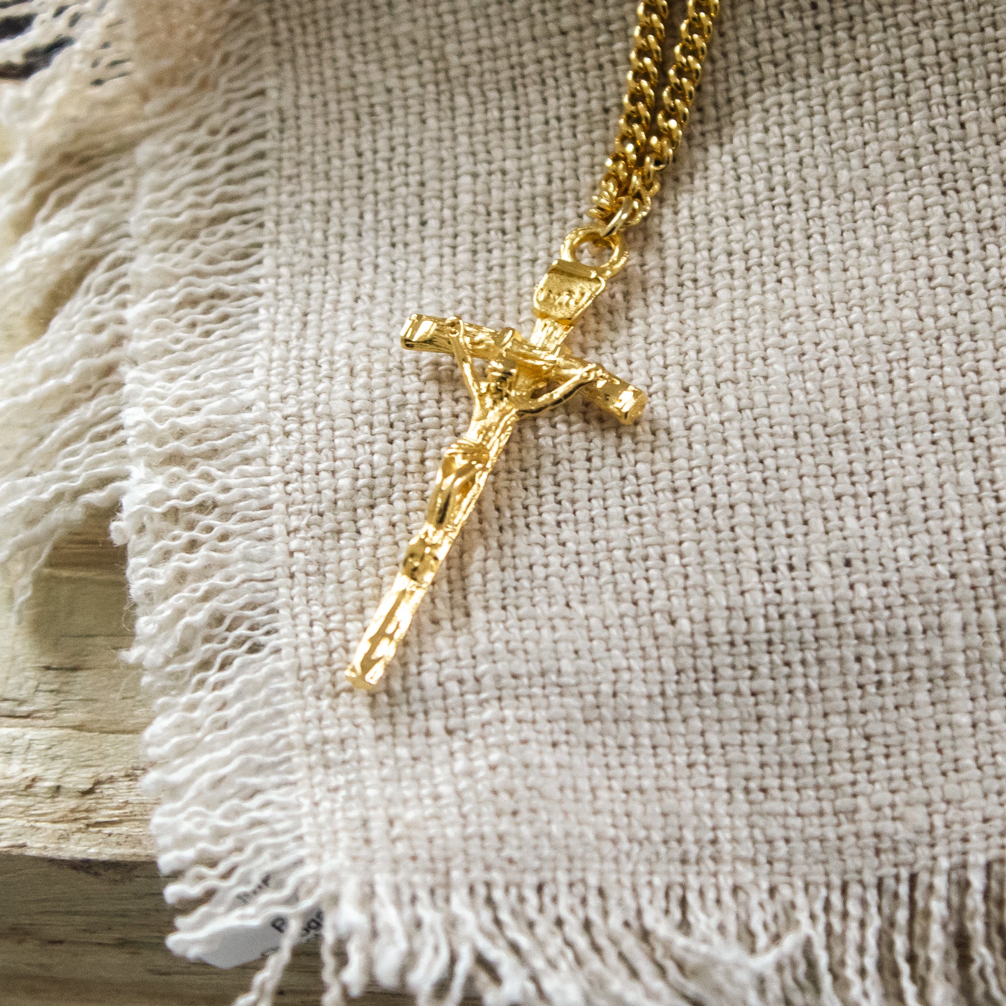 Gold over Sterling Papal Crucifix Pendant - Image 3