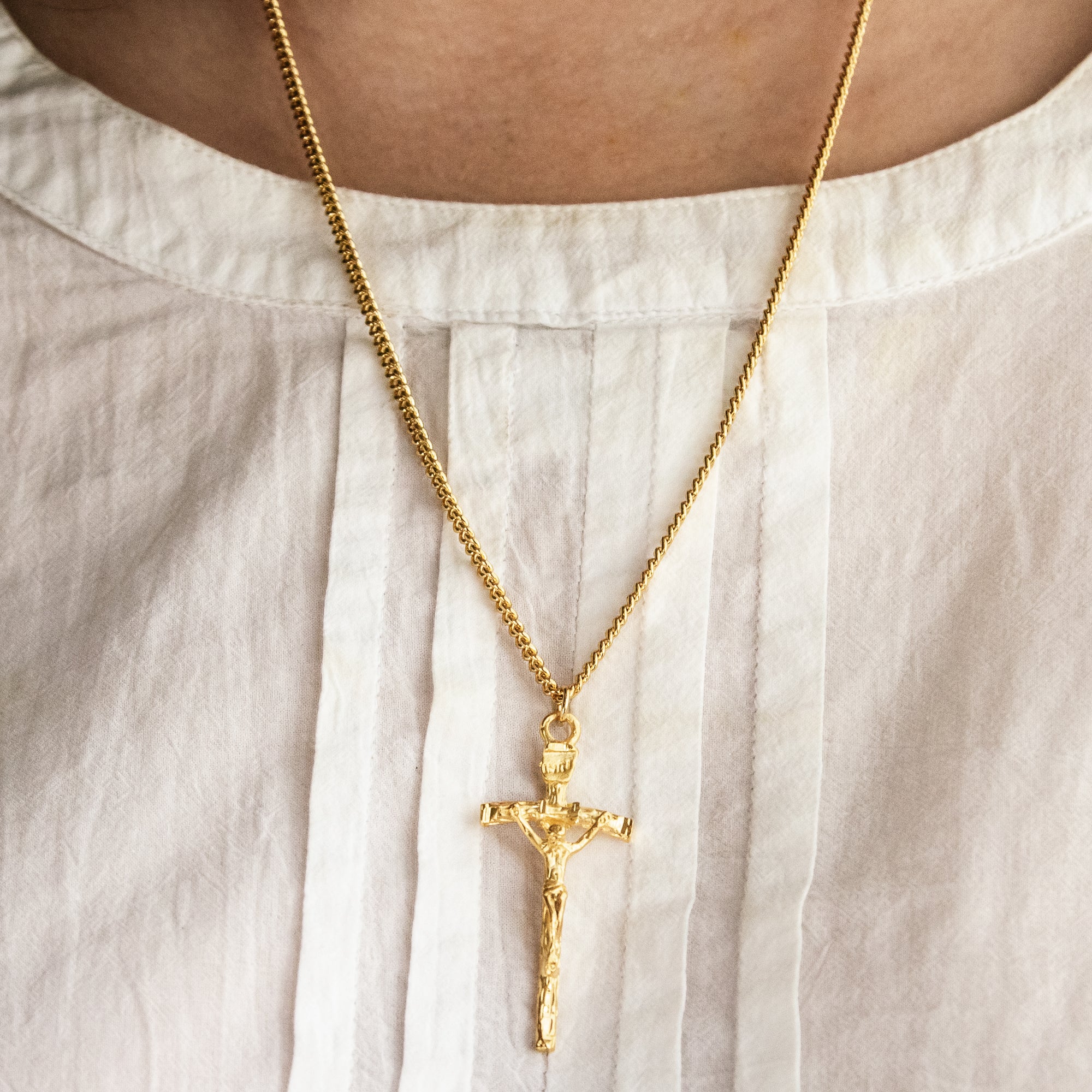 Gold over Sterling Papal Crucifix Pendant - Image 4