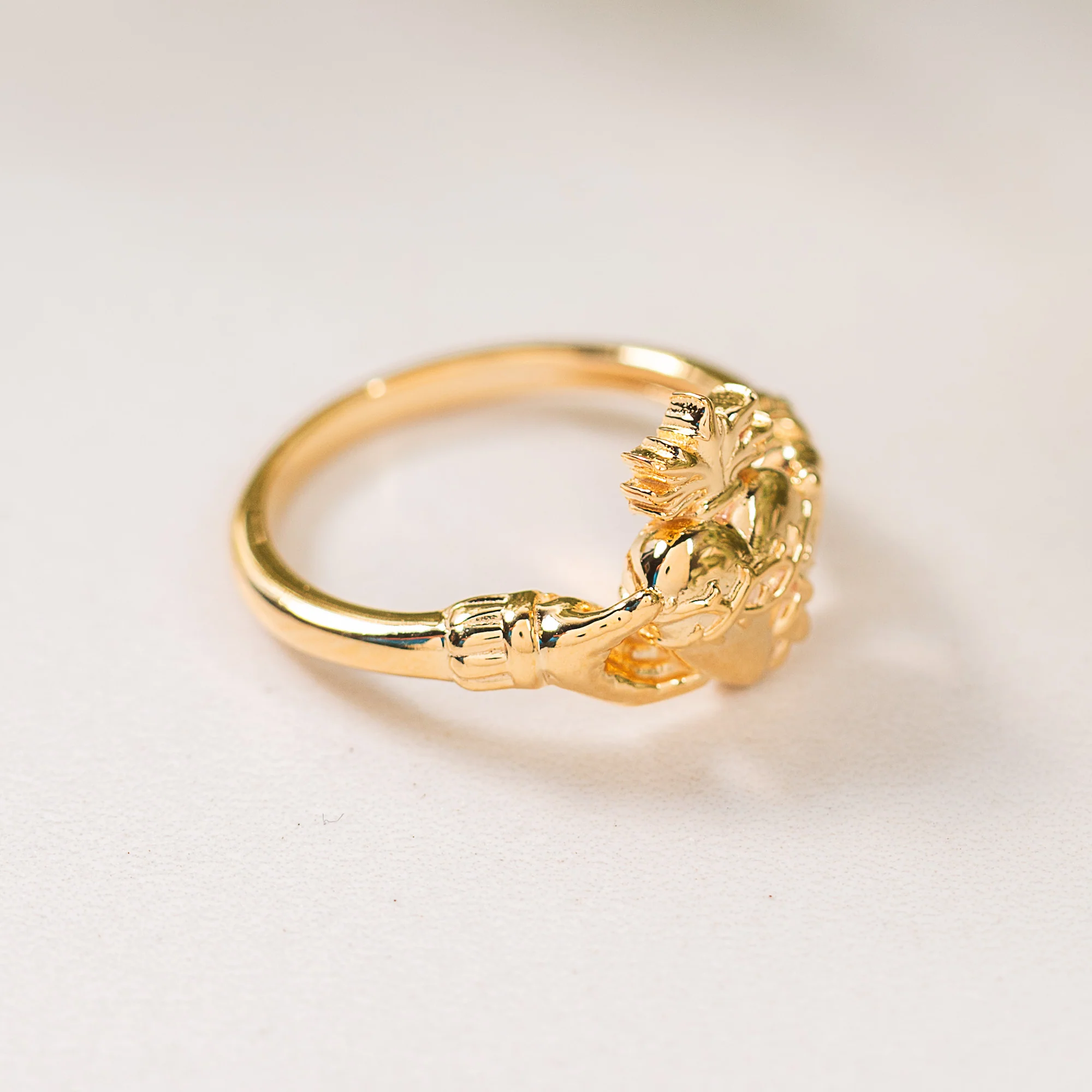 Gold Over Sterling Sacred Heart Claddagh Ring - Image 3