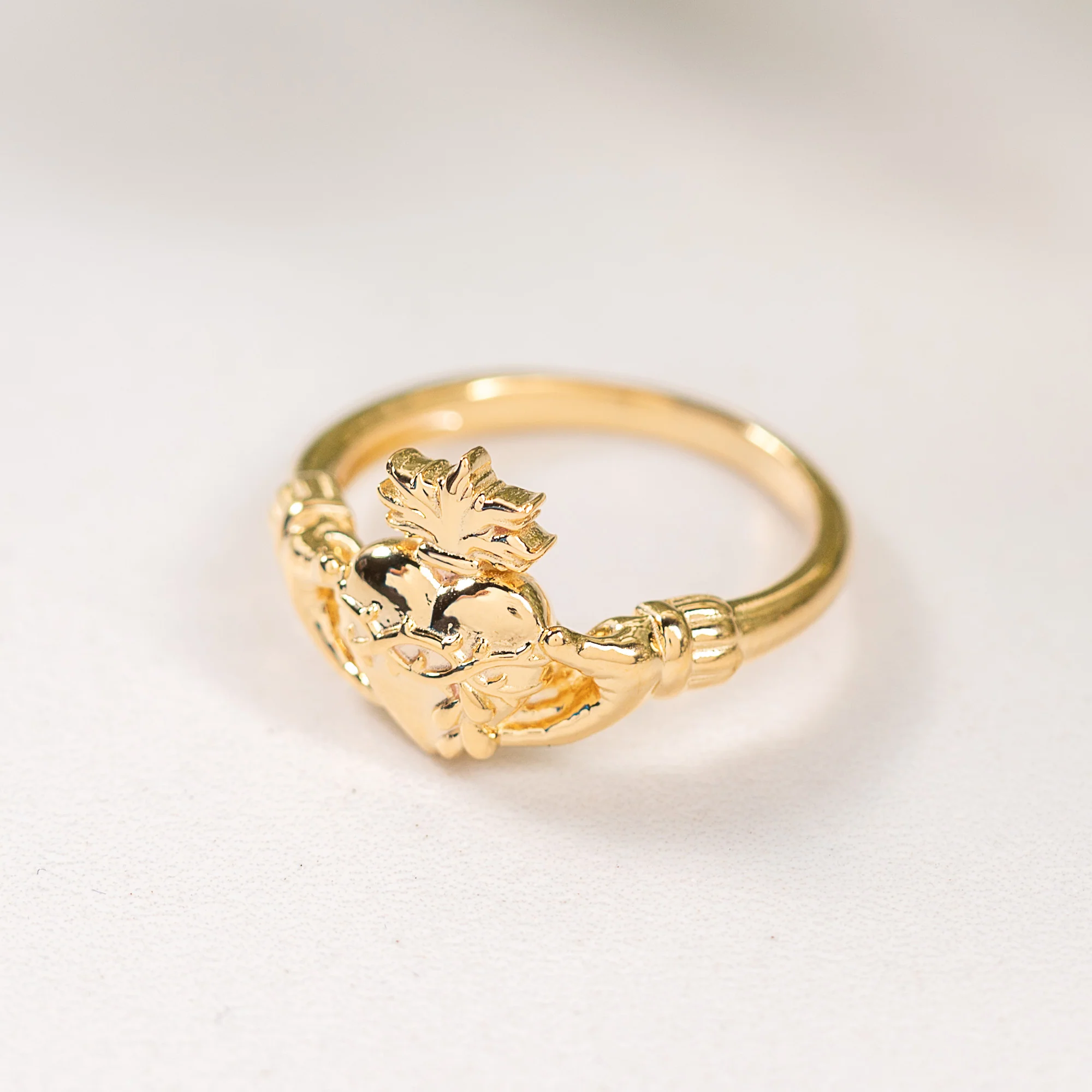 Gold Over Sterling Sacred Heart Claddagh Ring - Image 5