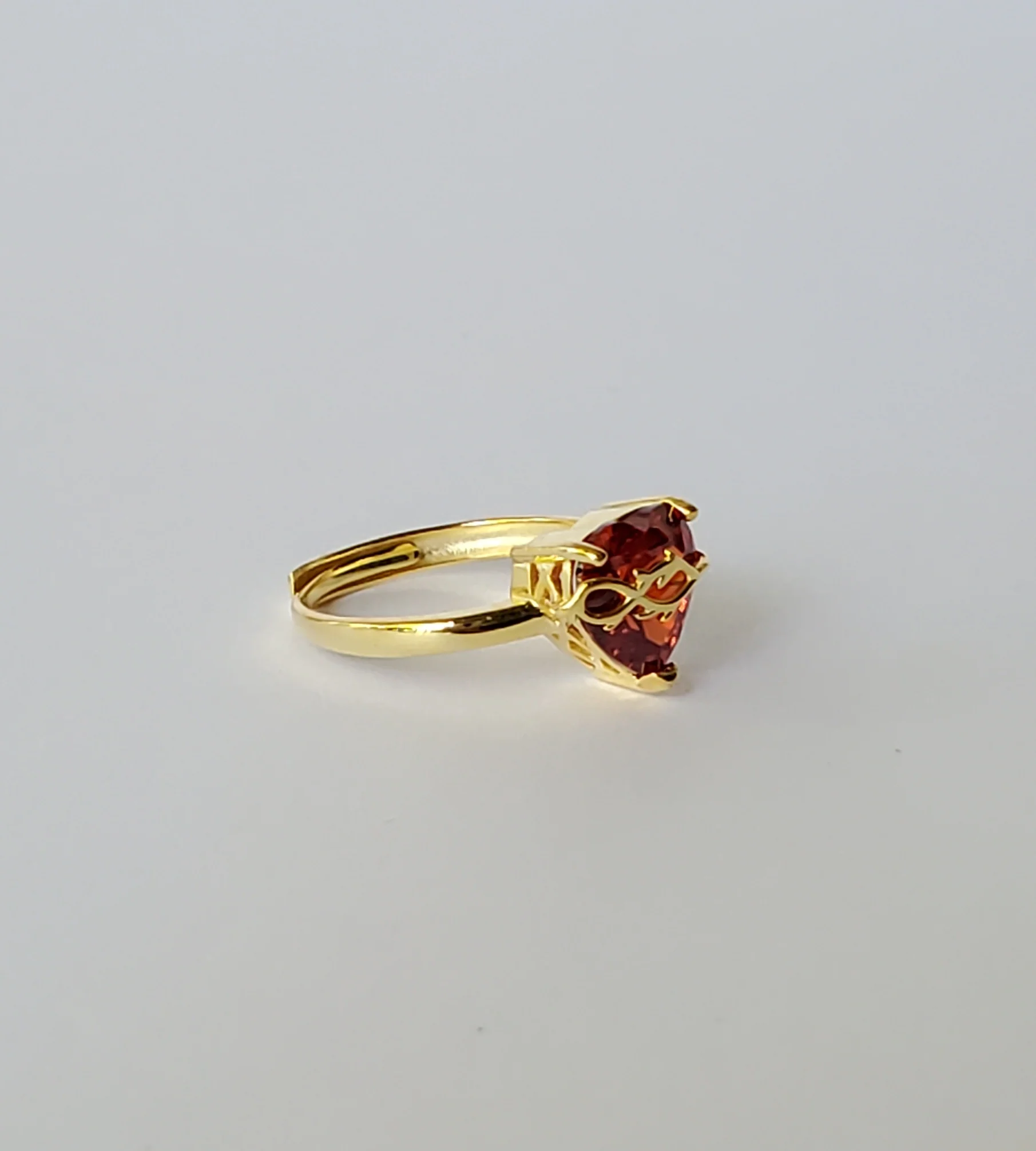 Gold Over Sterling Sacred Heart Jeweled Ring - Image 2