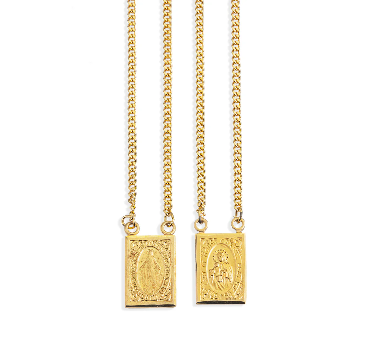 Gold Over Sterling Scapular & Miraculous Medal Necklace