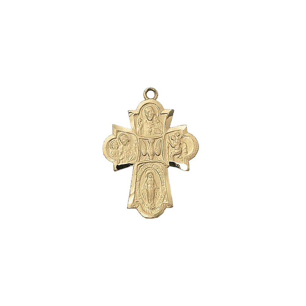 Gold Over Sterling Silver 4-Way Medal - 24"