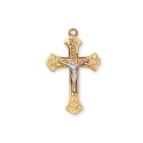 Gold over Sterling Tutone Crucifix Pendant - 2600254
