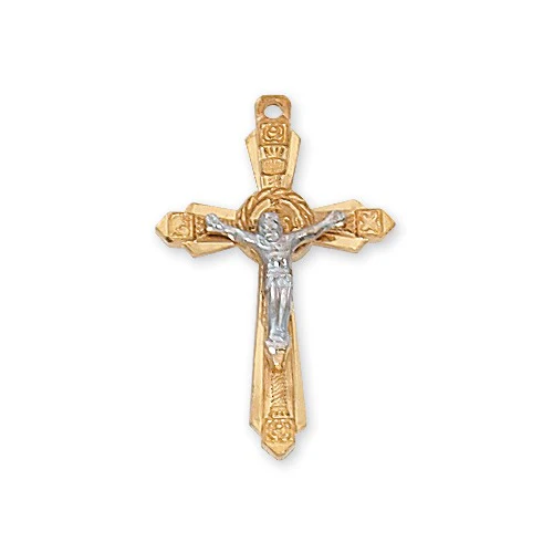 Gold over Sterling Tutone Crucifix Pendant - 2600268