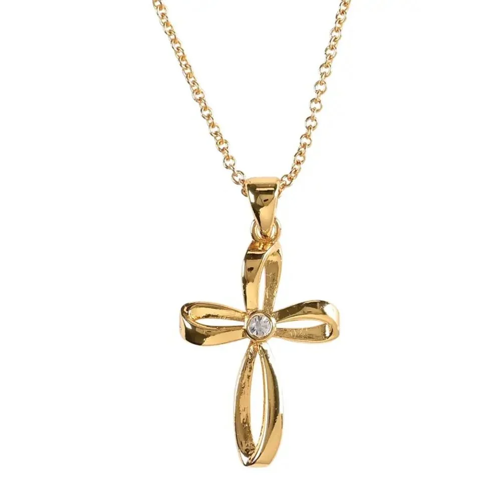 Gold Plated Birthstone Mobius Cross Necklace - Image 5